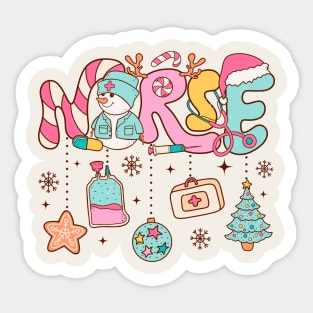 Retro Nurse Christmas Sticker